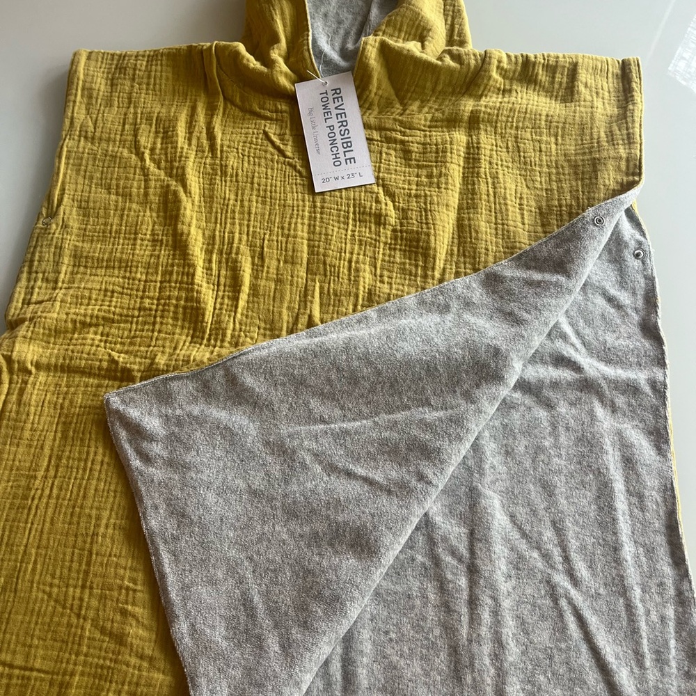 Unisex Reversible Mustard Yellow and Gray Reversible towel Poncho